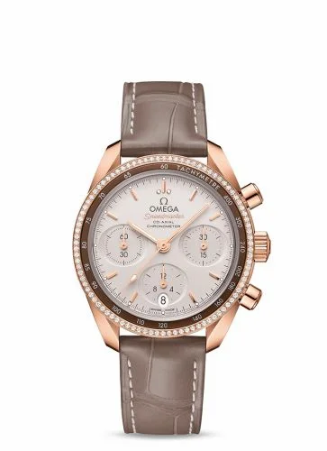 Omega Speedmaster Co-Axial 38 Sedna Gold / Diamond / Silver / Strap 324.68.38.50.02.003 (32468385002003)